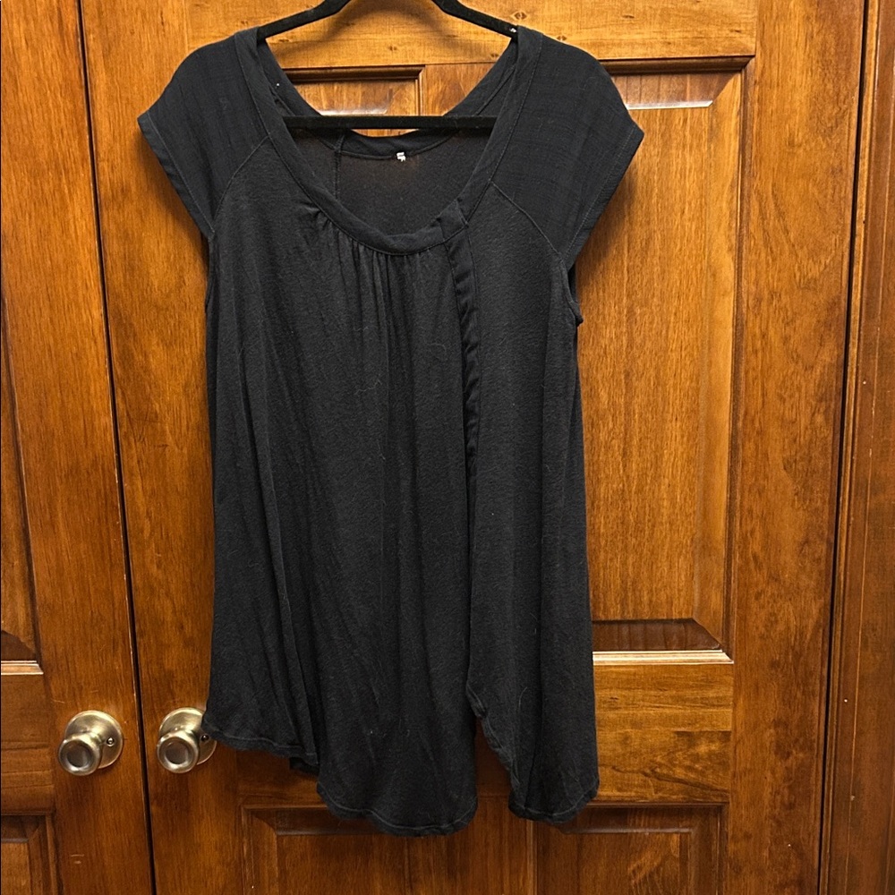 Free People Black Short Sleeve Top